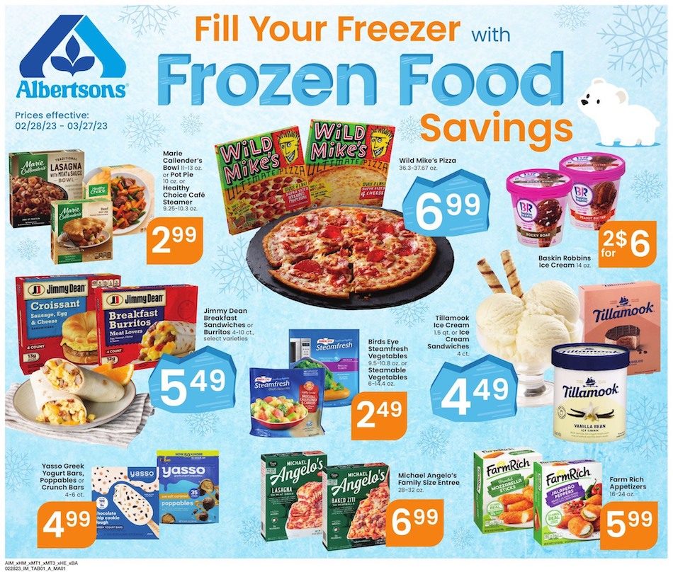 Albertsons Ad Frozen Food 28th Feb – 27th Mar 2023 Page 1