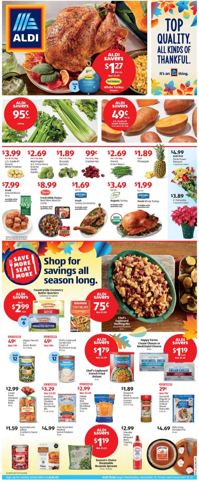 ALDI Weekly Ad Thanksgiving 15th – 21st November 2023 Page 1