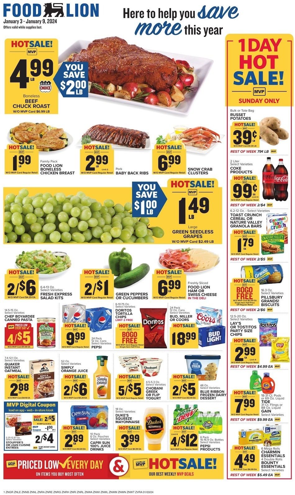 Food Lion Weekly Ad 3rd – 9th January 2024 Page 1