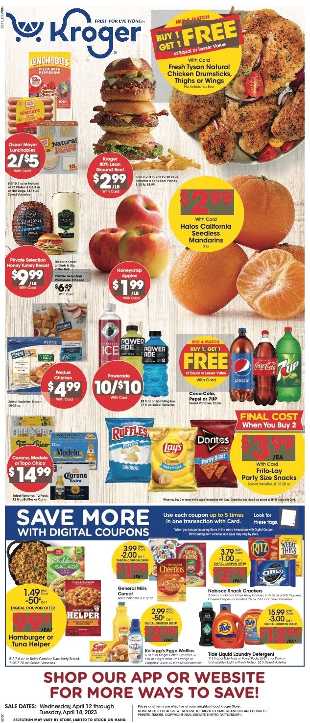 Kroger Weekly Ad Sale 12th – 18th April 2023 Page 1