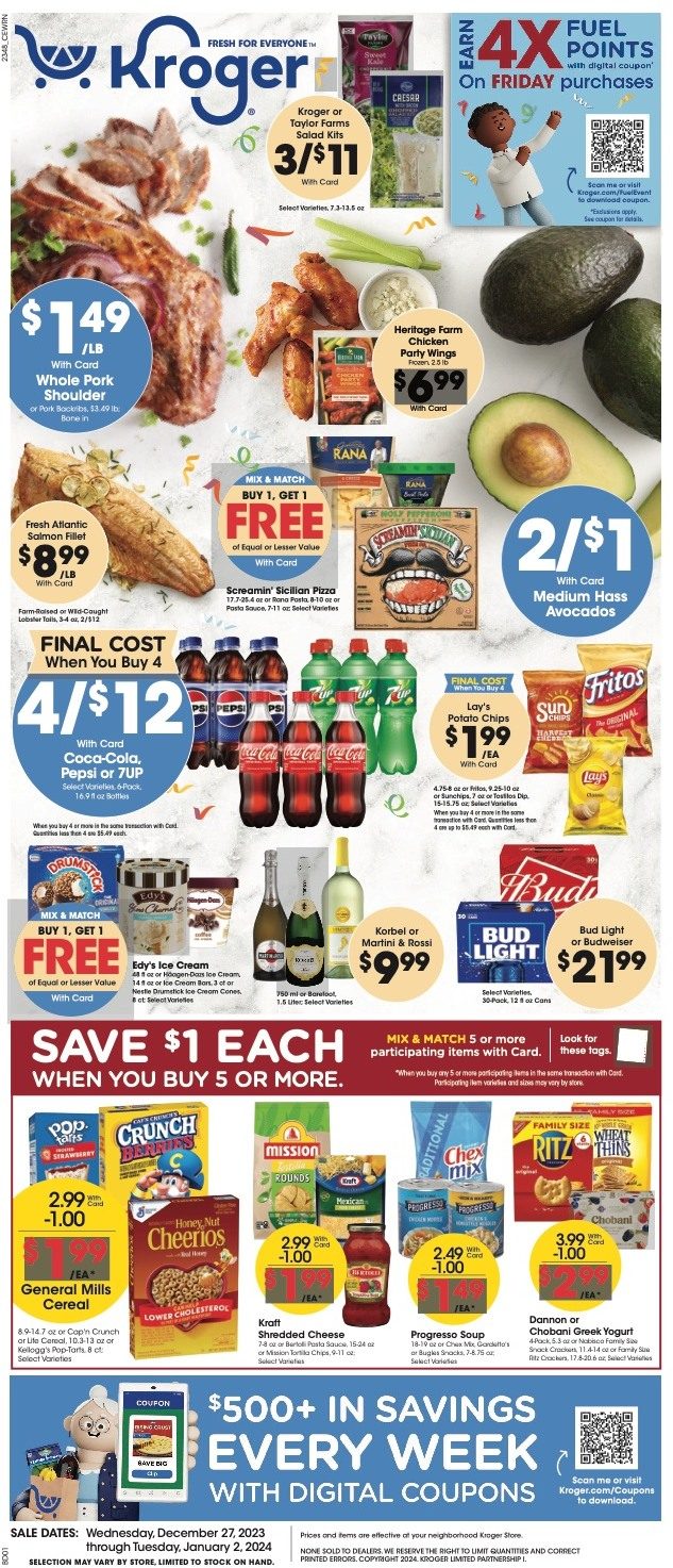 Kroger Weekly Ad 27th December – 2nd January 2024 Page 1
