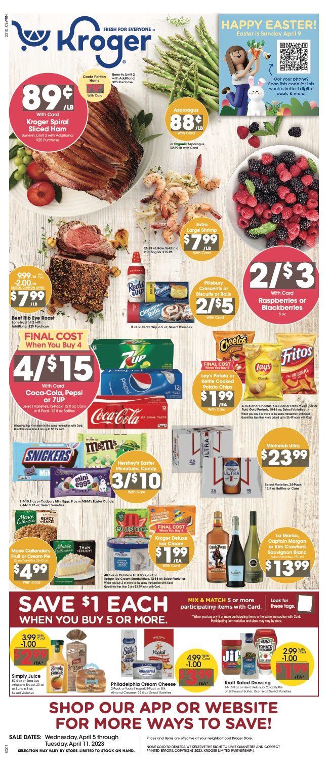 Kroger Weekly Ad Easter 5th – 11th April 2023 Page 1