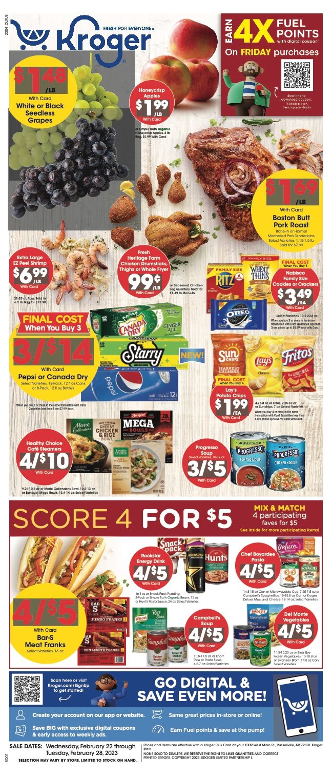 Kroger Weekly Ad Sale 22nd – 28th February 2023 Page 1