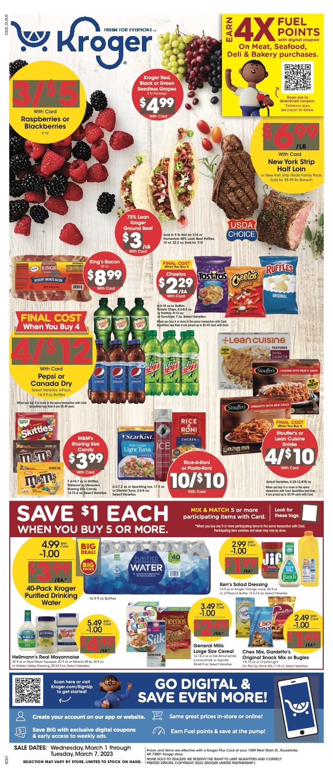 Kroger Weekly Ad Sale 1st – 7th March 2023 Page 1