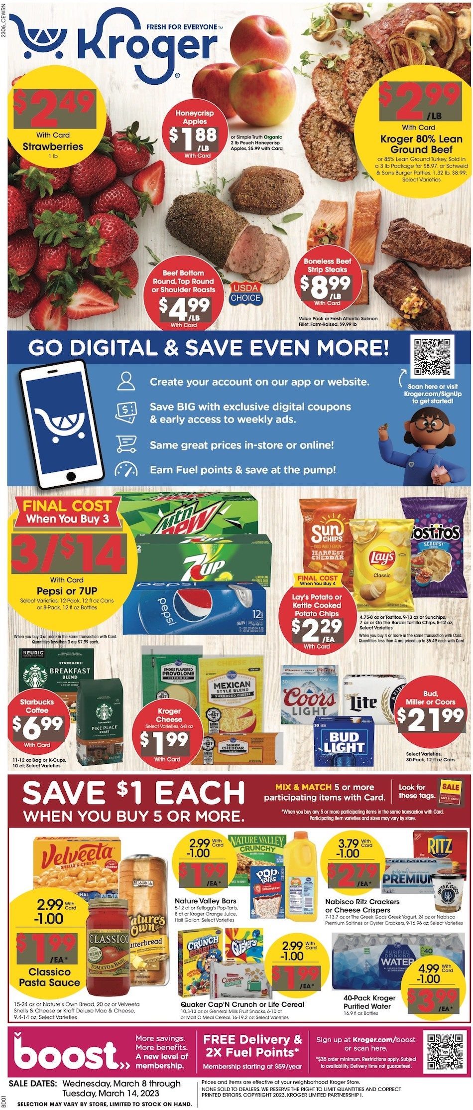 Kroger Weekly Ad Sale 8th – 14th March 2023 Page 1