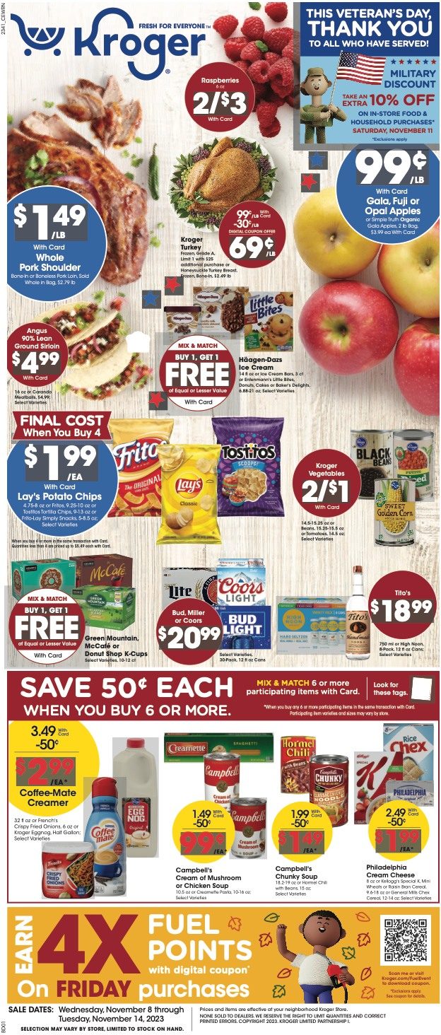 Kroger Weekly Ad 8th – 14th November 2023 Page 1