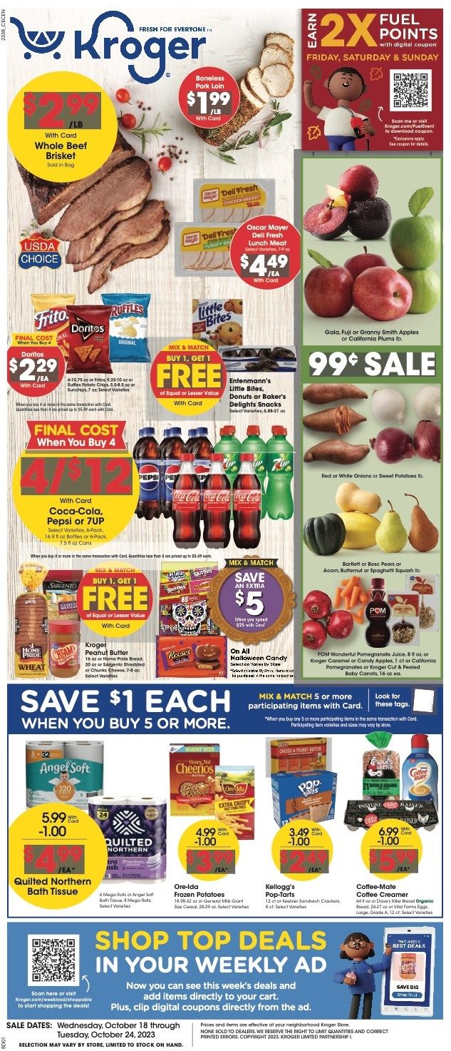Kroger Weekly Ad 18th – 24th October 2023 Page 1