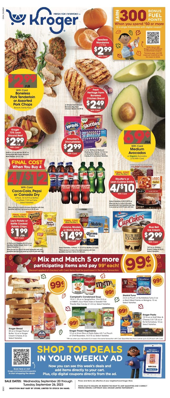 Kroger Weekly Ad 20th – 26th September 2023 Page 1