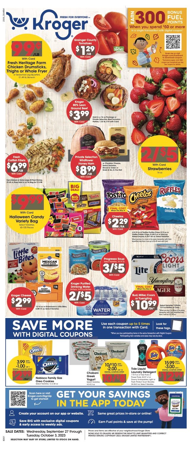 Kroger Weekly Ad 27th September – 3rd October 2023 Page 1