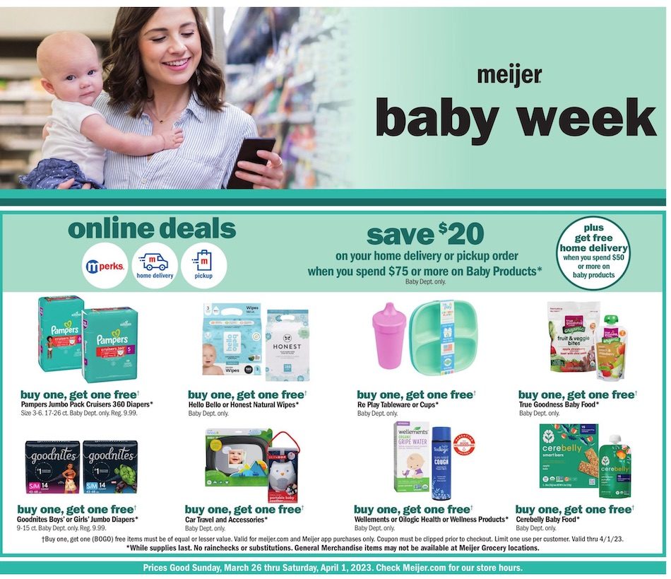 Meijer Ad Baby Week 26th March – 1st April 2023 Page 1