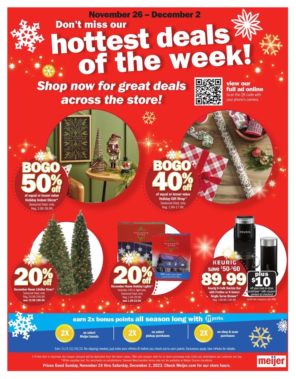 Meijer Ad Holiday Hot Deals 26th November – 2nd December 2023 Page 1