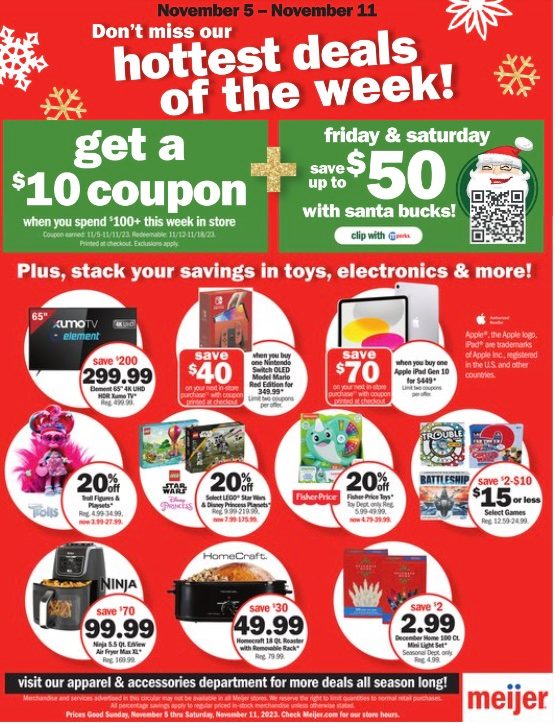 Meijer Ad Holiday Top 10 Deals 5th – 11th November 2023 Page 1