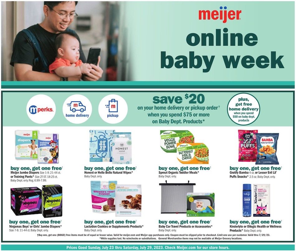 Meijer Ad Online Baby Week 23rd – 29th July 2023 Page 1
