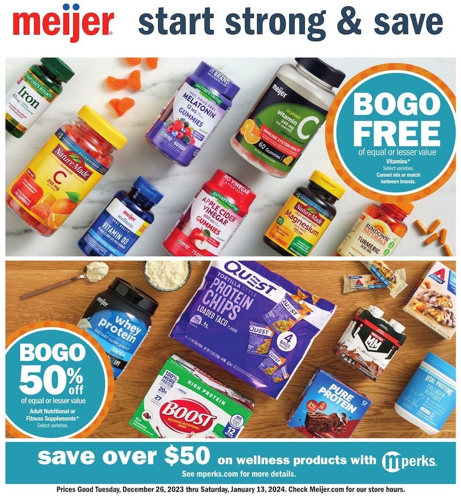 Meijer Ad Vitamins 26th December – 13th January 2024 Page 1