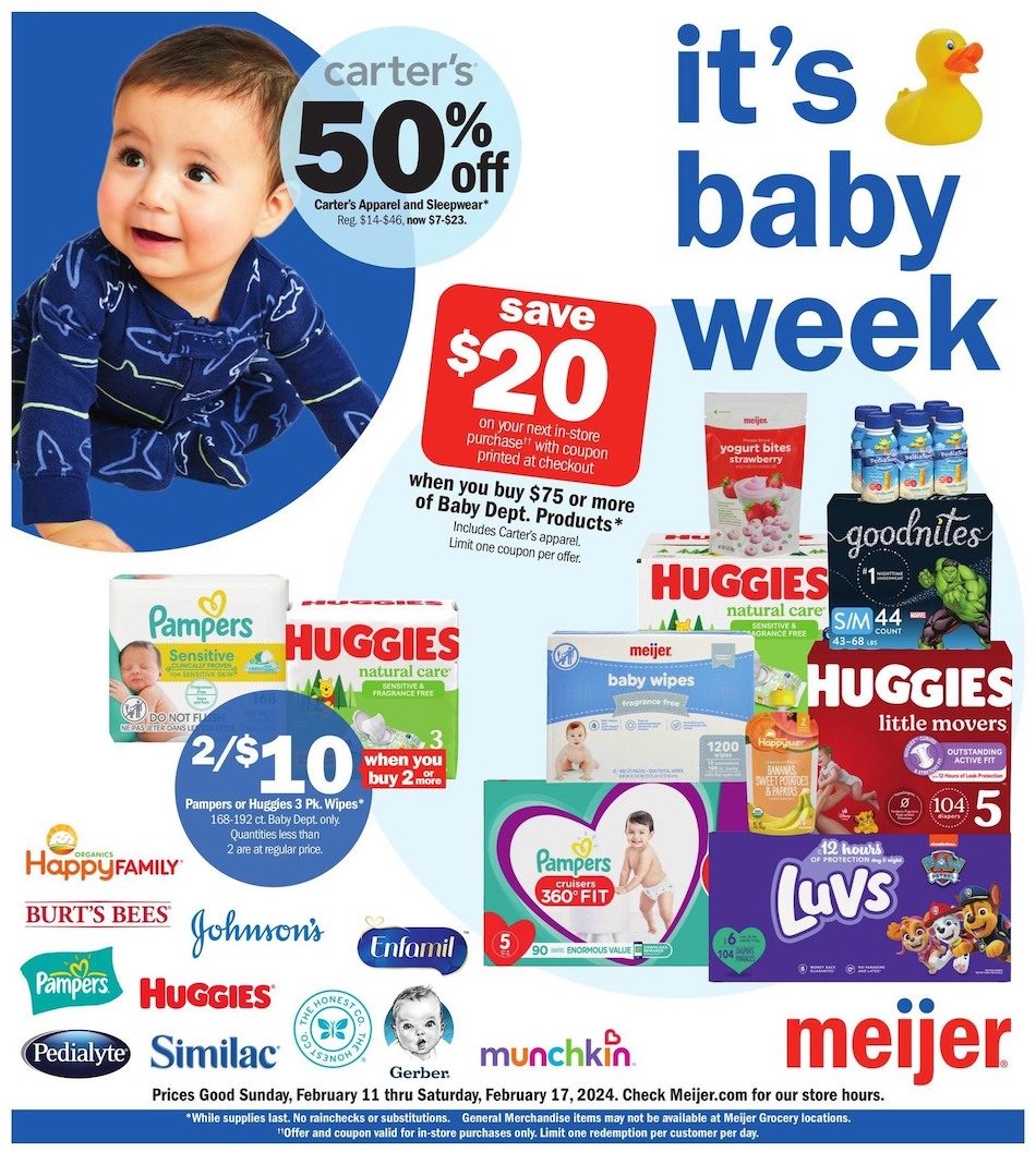 Meijer Baby Ad 11th – 17th February 2024 Page 1