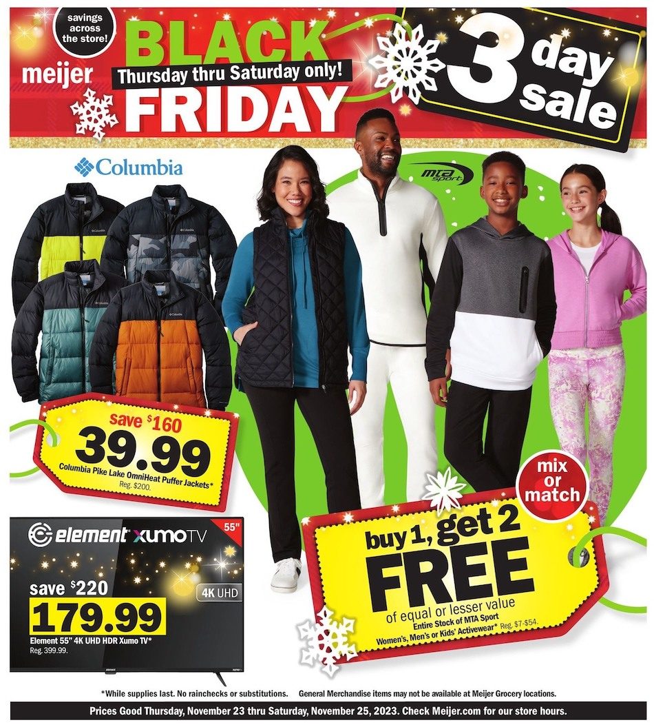Meijer Black Friday Ad 23rd – 25th November 2023 Page 1