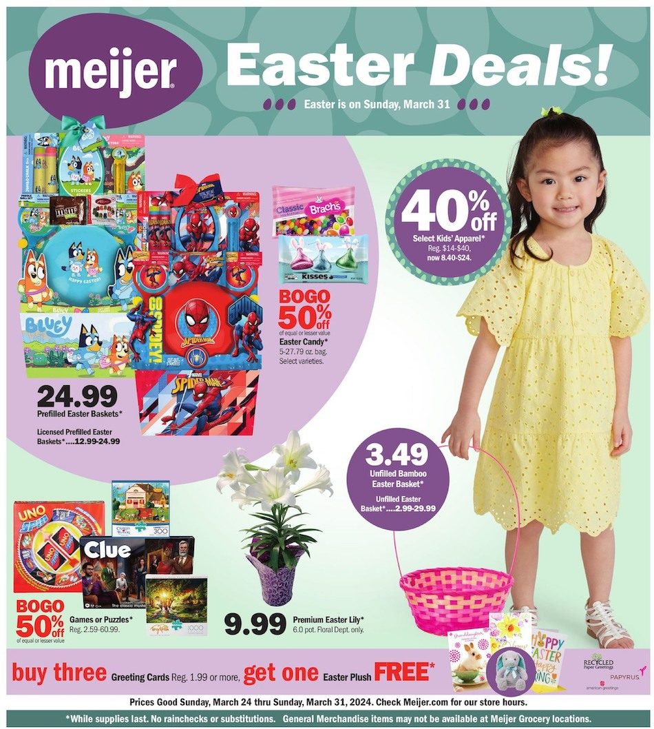 Meijer Easter Ad 24th – 31st March 2024 Page 1