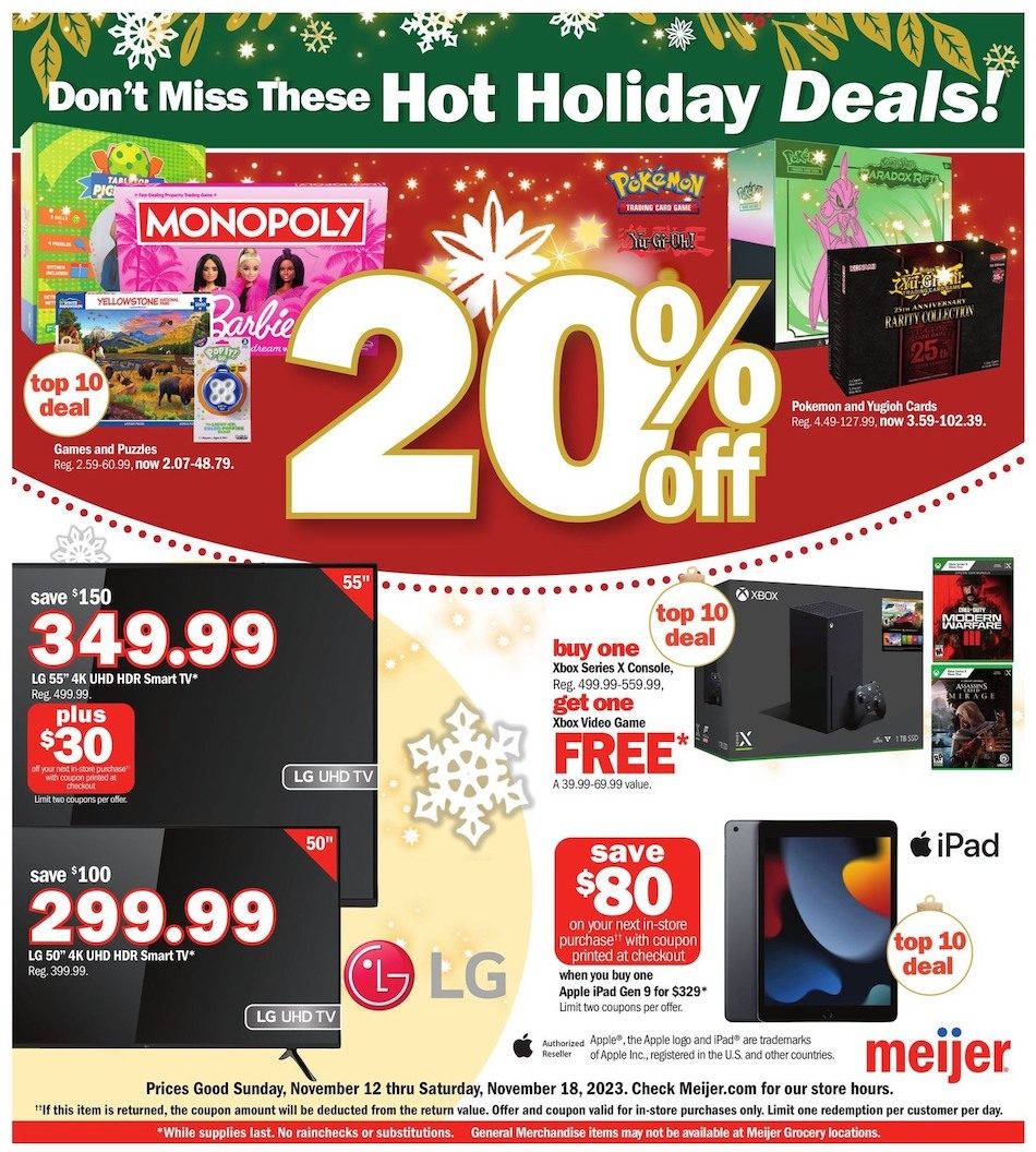 Meijer Holiday Ad 12th – 18th November 2023 Page 1