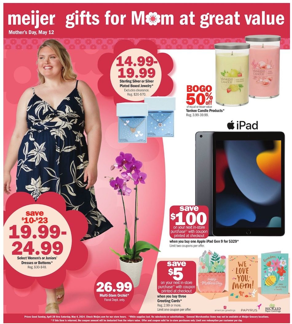 Meijer Mother’s Day Ad 28th April – 4th May 2024 Page 1