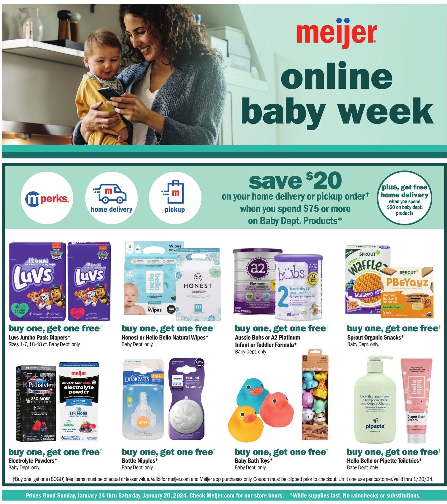 Meijer Weekly Ad Baby 14th – 20th January 2024 Page 1