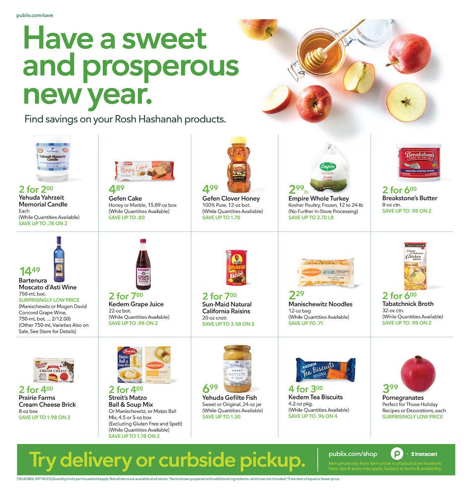 Publix Ad Rosh Hashanah 13th – 19th September 2023 Page 1