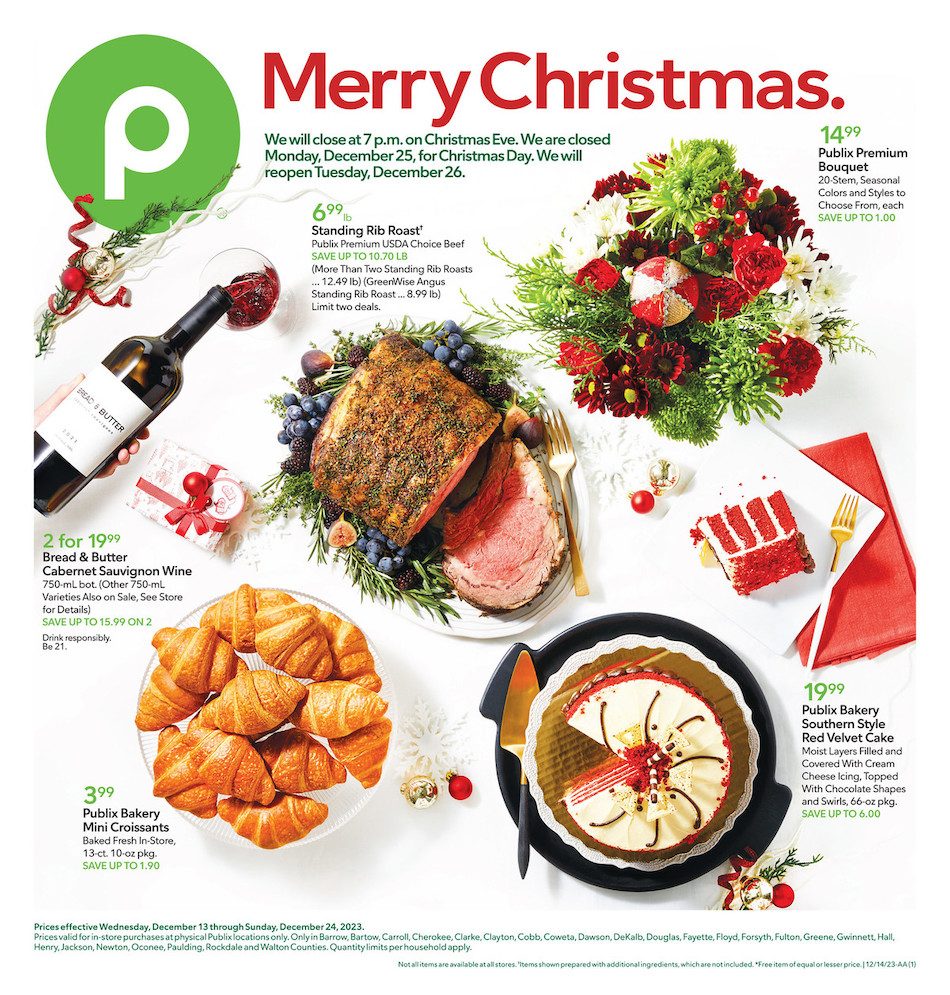 Publix Weekly Ad Christmas 13th – 24th December 2023 Page 1