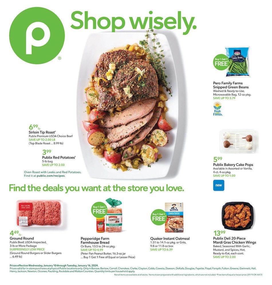 Publix Weekly Ad 10th – 16th January 2024 Page 1