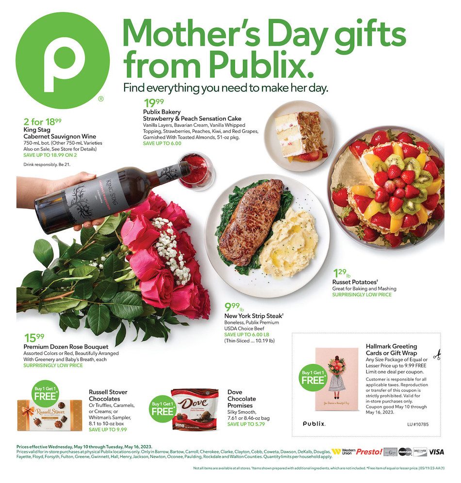 Publix Weekly Ad Mother’s Day 10th – 16th May 2023 Page 1
