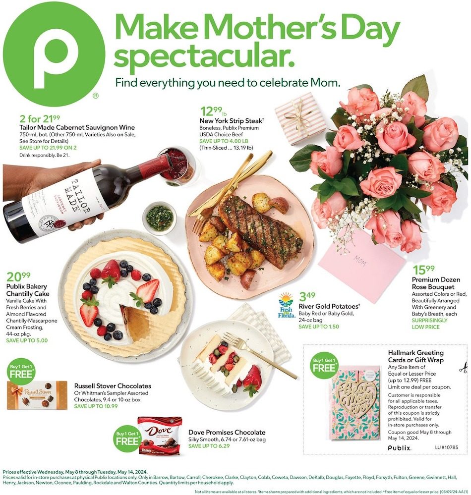 Publix Weekly Ad Mother’s Day 8th – 14th May 2024 Page 1