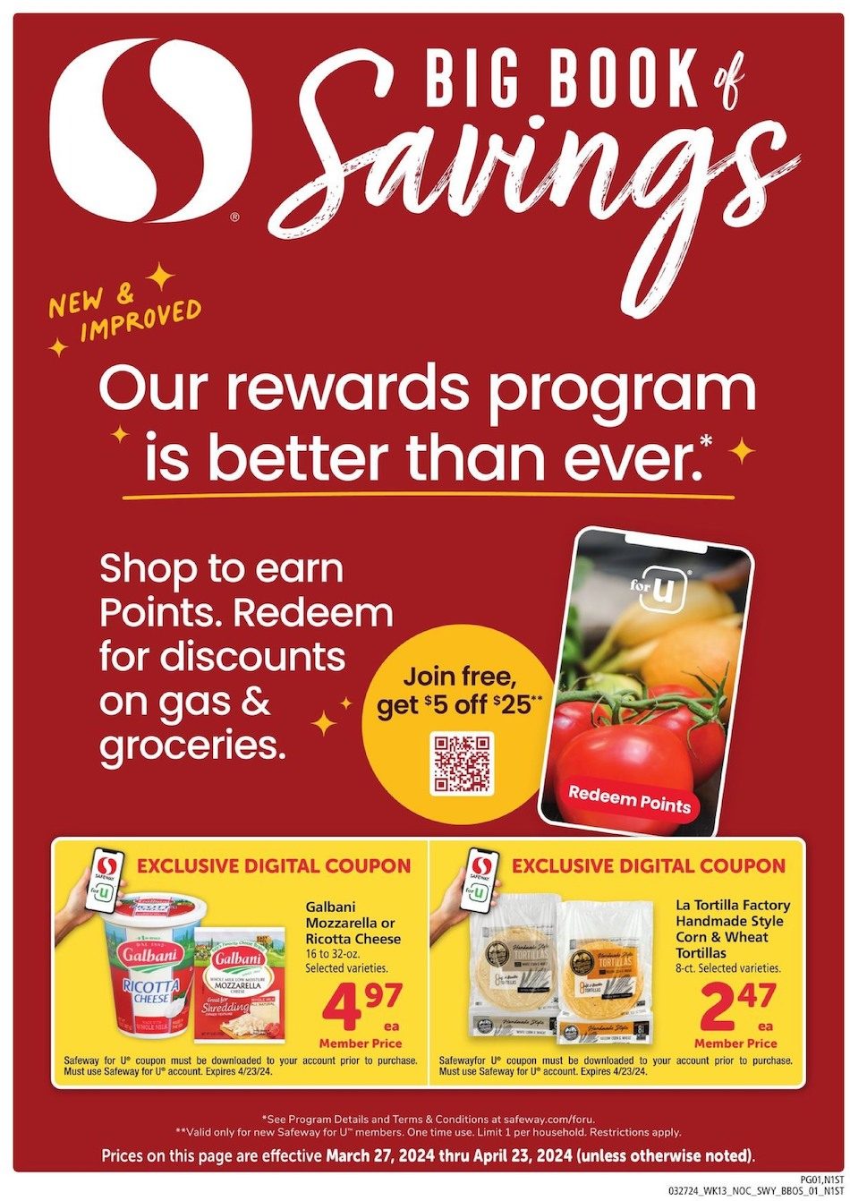 Safeway Ad Big Book of Savings 27th March – 23rd April 2024 Page 1