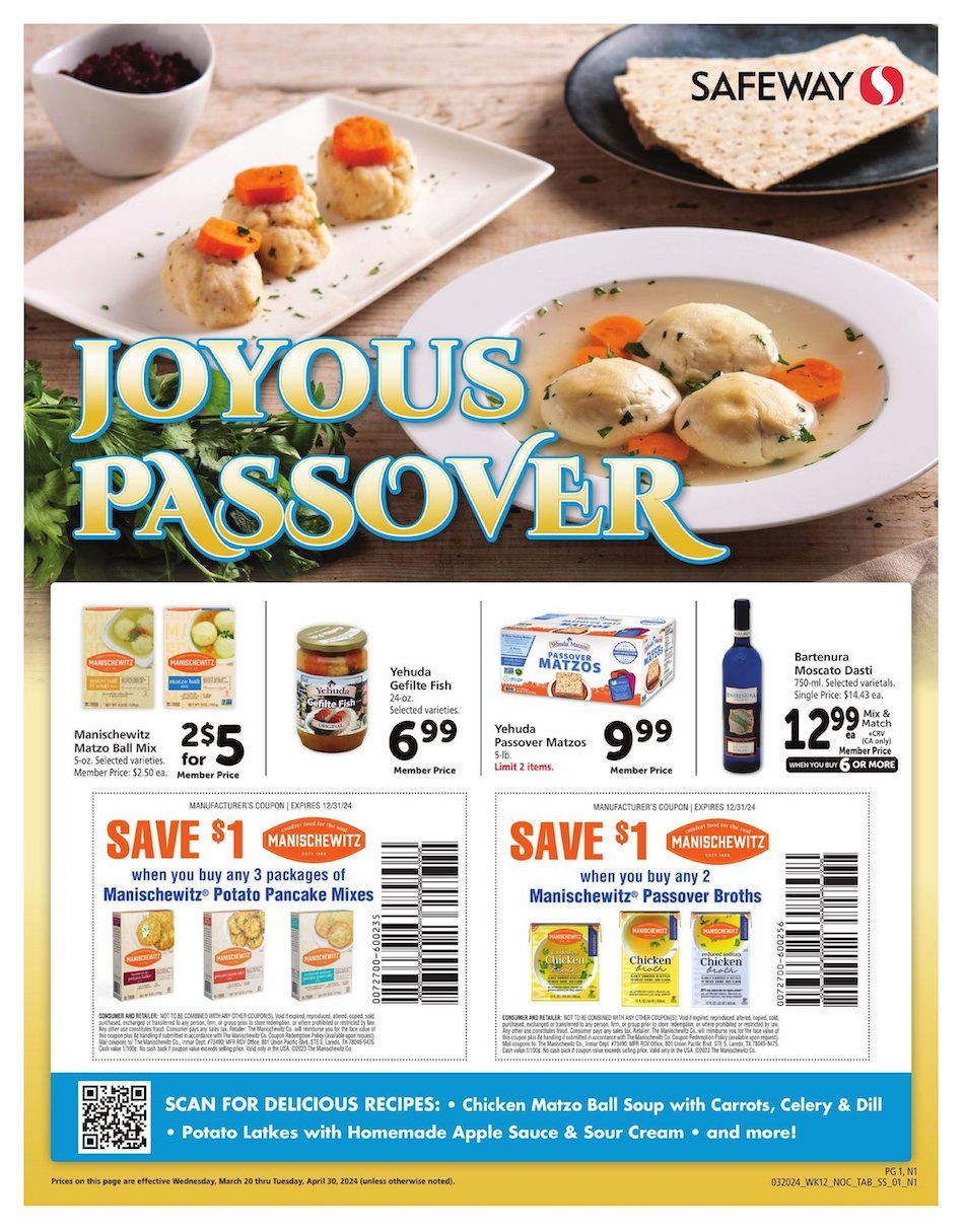 Safeway Passover Ad 20th – 30th April 2024 Page 1