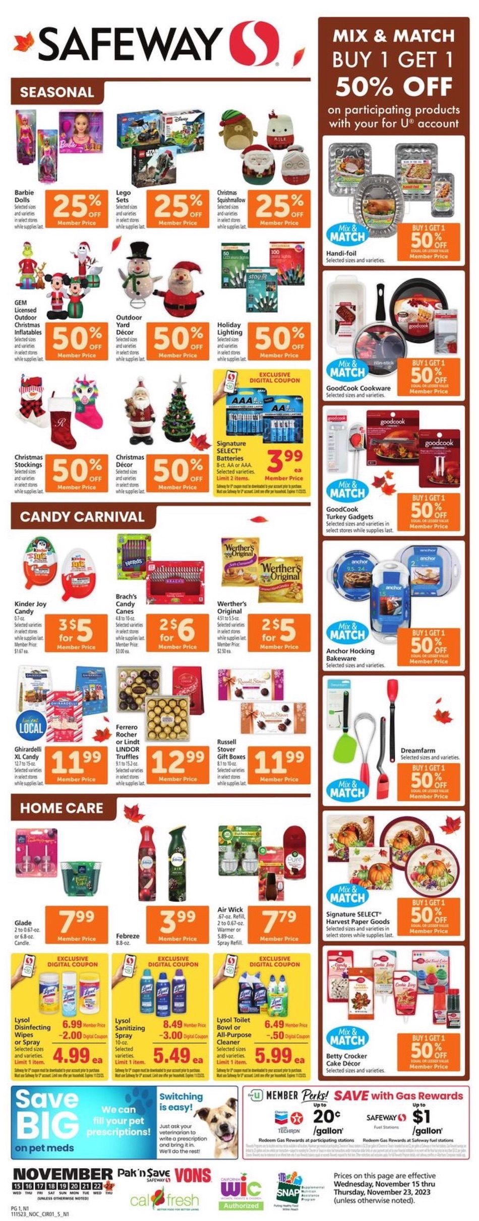 Safeway Weekly Ad Home and Health 15 Nov 2023 Page 1