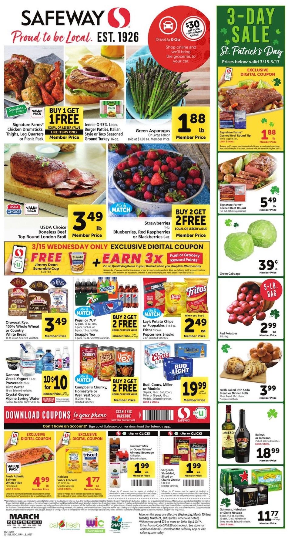 Safeway Weekly Ad Sale 15th – 21st March 2023 Page 1