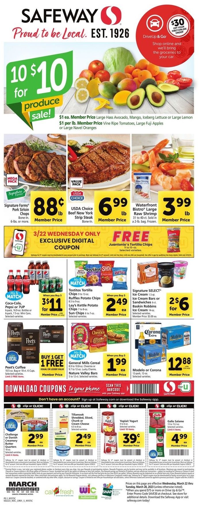 Safeway Weekly Ad Sale 22nd – 28th March 2023 Page 1