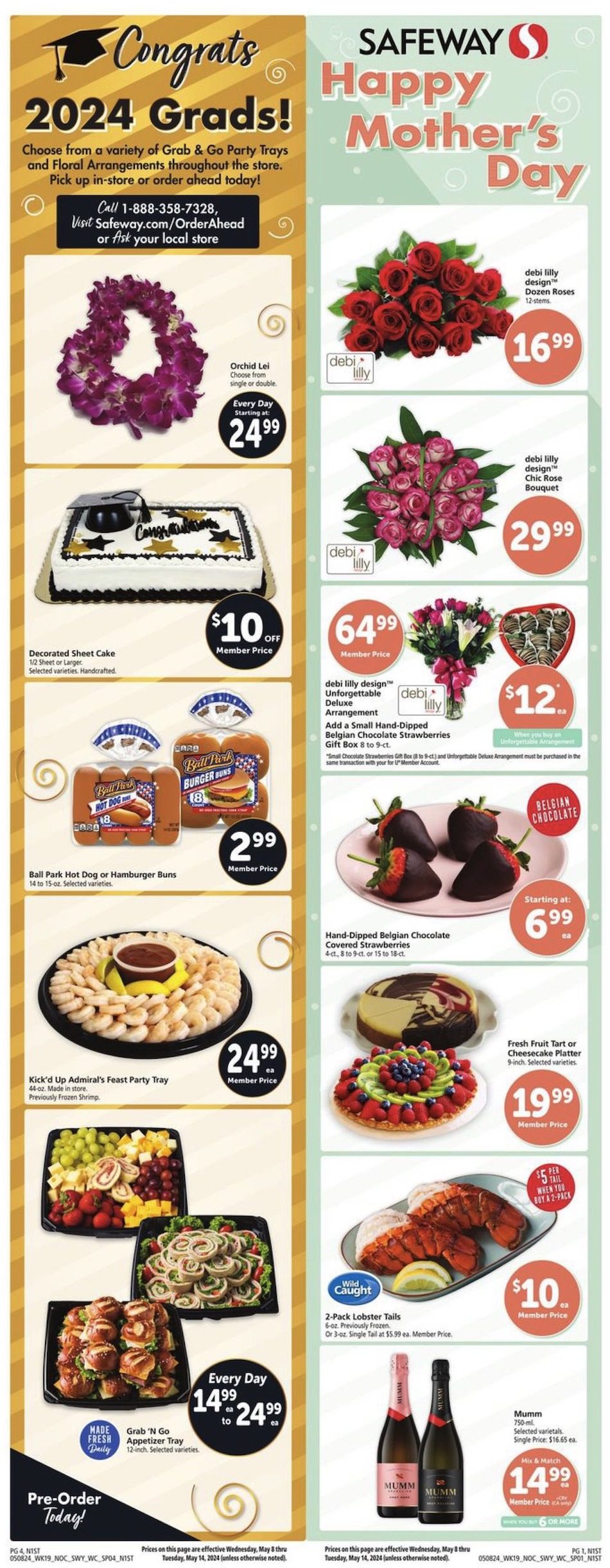 Safeway Weekly Ad Mother’s Day 8th – 14th May 2024 Page 1