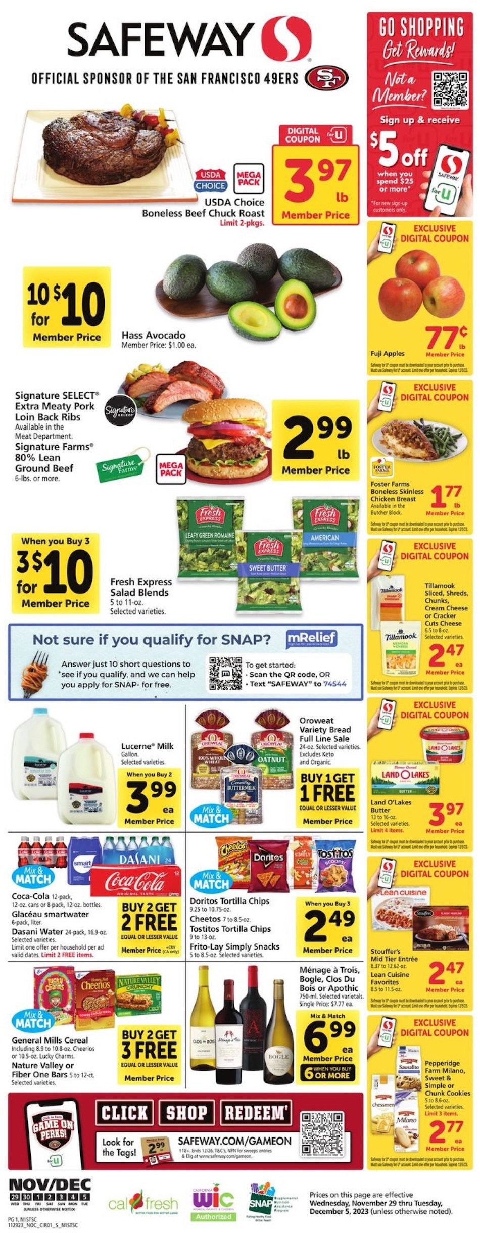 Safeway Weekly Ad 29th November – 5th December 2023 Page 1
