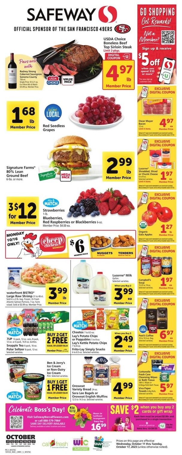 Safeway Weekly Ad 11th – 17th October 2023 Page 1