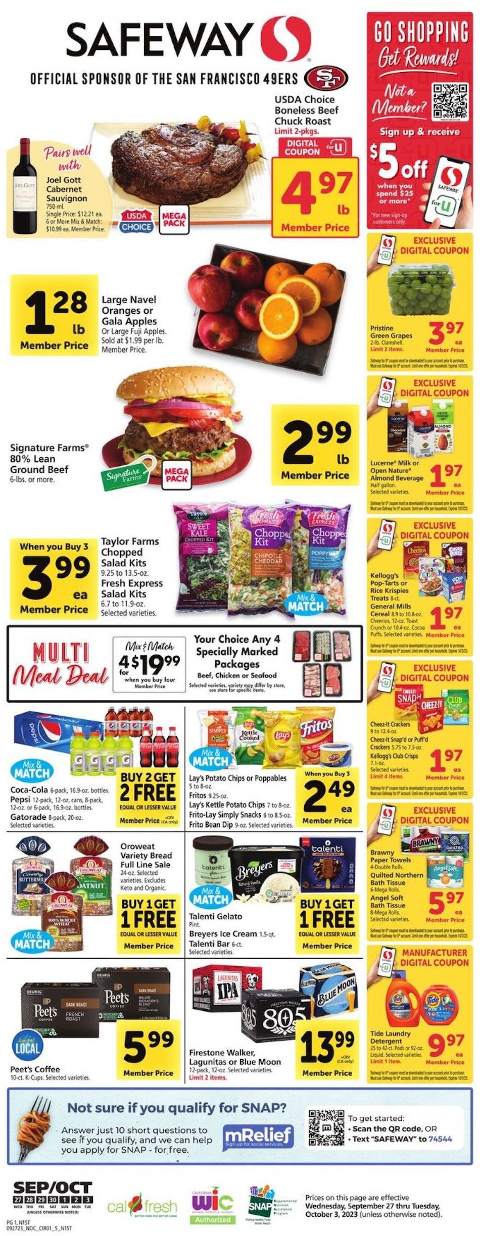 Safeway Weekly Ad 27th September – 3rd October 2023 Page 1
