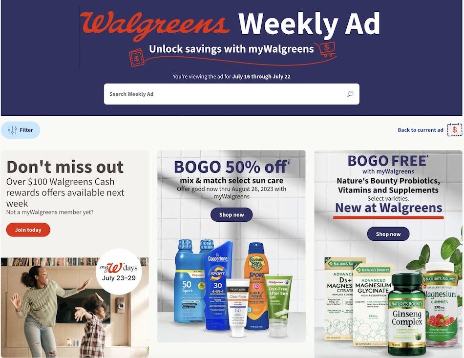 Walgreens Weekly Ad 16th – 22nd July 2023 Page 1