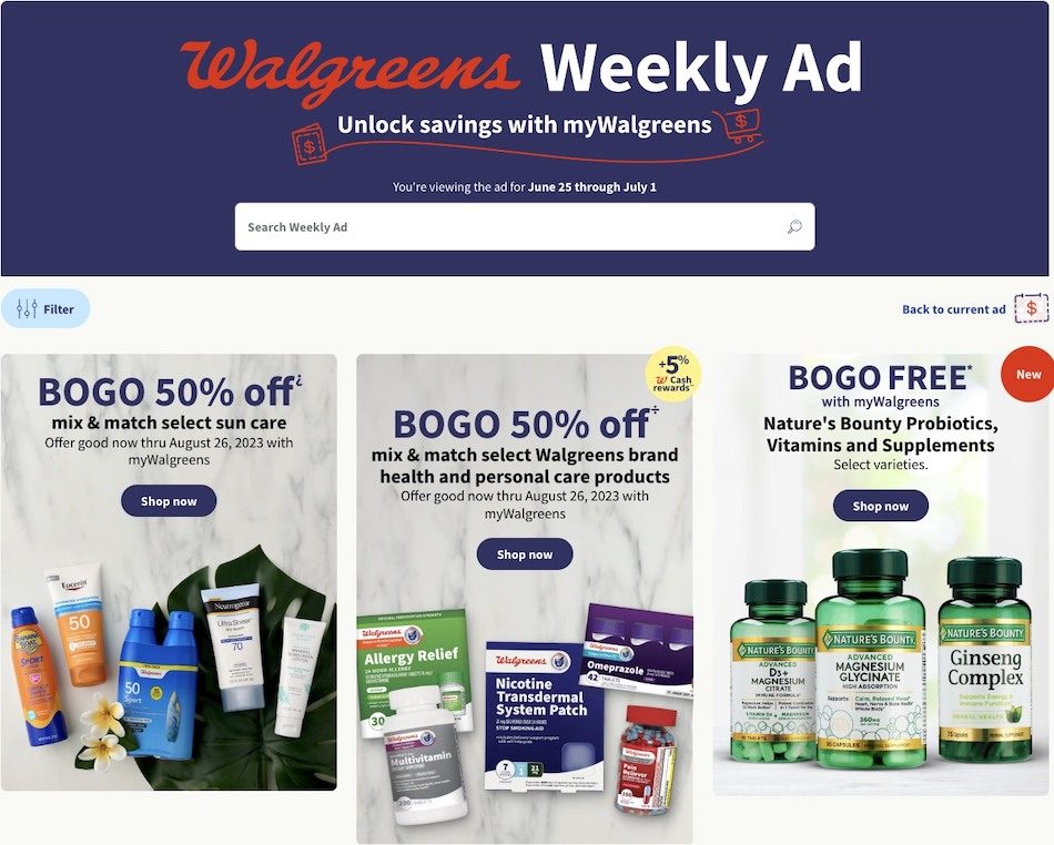 Walgreens Weekly Ad 25th June – 1st July 2023 Page 1