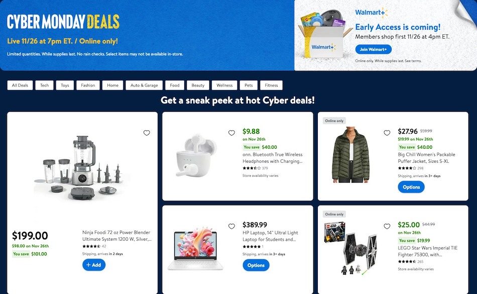 Walmart Cyber Monday Ad 26th November – 3rd December 2023 Page 1